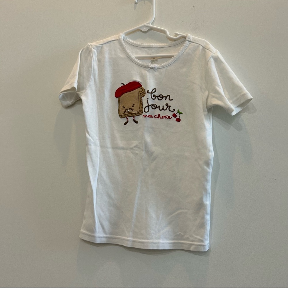 Gymboree white shirt with French design. Size 10.